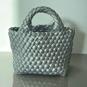 Leather Braided Bag - SILVER